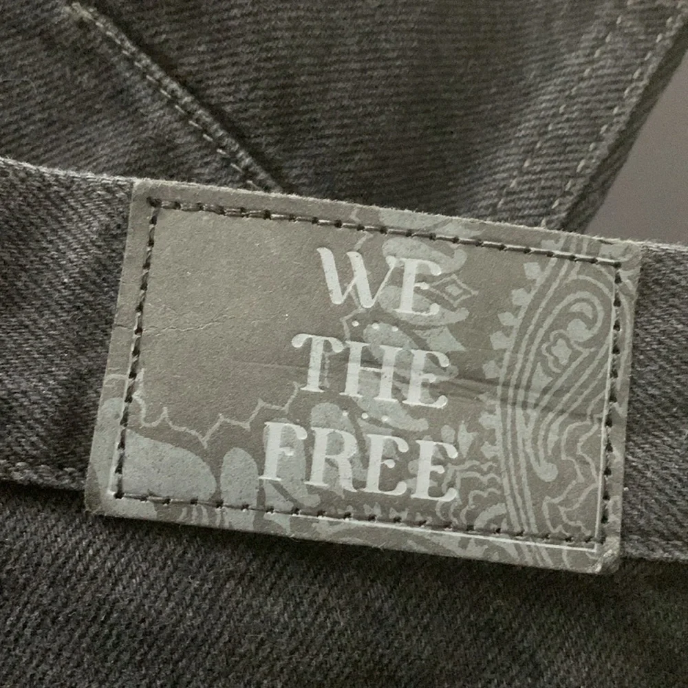 FREE PEOPLE Ghost Town Long Jean Shorts Black